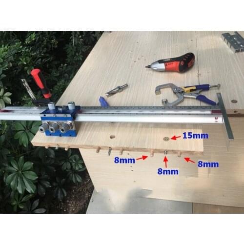 3 in 1 Doweling Jig Hole Puncher Woodworking Board Furniture Wardrobe Cabinet Drilling Fixture 2 in 1 Drilling Guide Positioning