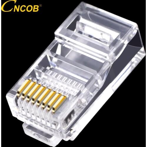 CNCOB Ethernet rj45 Connector Computer Network Connector Crimp Modular Plug cat5e 8p8c Unshielded utp Network Cable Crystal Head