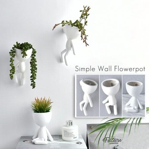 Creative Abstract Humanoid Resin Flower Pot Nordic Art Portrait Vase Succulent Plant Flower Vase Home Room Wall Desktop Decor