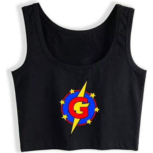 Crop Top Female My Little Super Hero Kids & Baby Letter G Street White Print Tank Top Women
