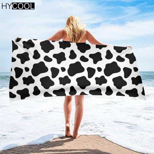 Hot Selling Black And White Cow Pattern Printing Quick Drying Bathroom Bathing Soft Face Towels Beach Swimming Gym Yoga Mat