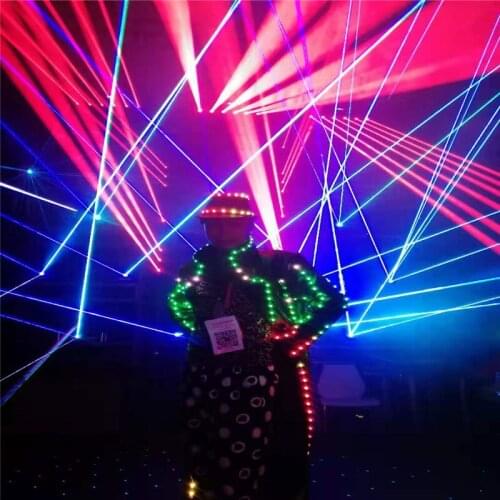 M62 Party dance dj wears colorful led costumes luminous light performance weras clothes robot men MJ show outfits glowing hats