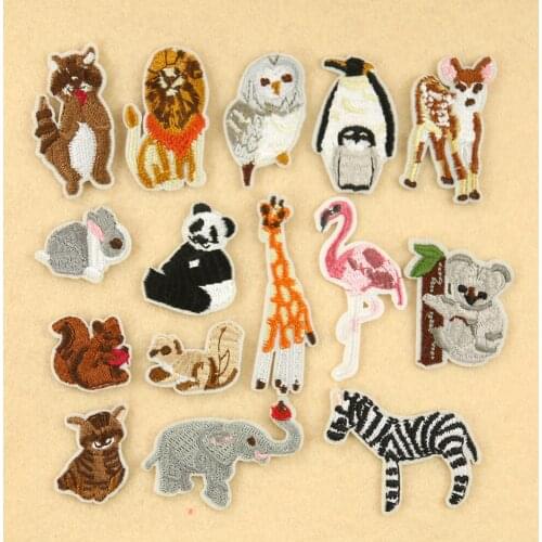 Cartoon Cute Embroidered Patches For Clothing Iron On Patches Stickers Stripes Panda Tiger Mini Small Animals Patch Applique