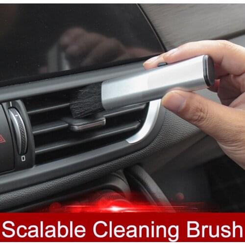 QHCP Car Conditioning Air Outlet Cleaning Plastic Small Dust Removal Artifact Soft Brush Retractable Interior For All Cars