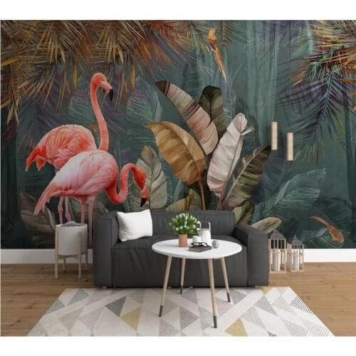 Custom wallpaper 3d Nordic modern minimalist tropical plant forest flamingo papel de parede TV background wall mural wallpapers