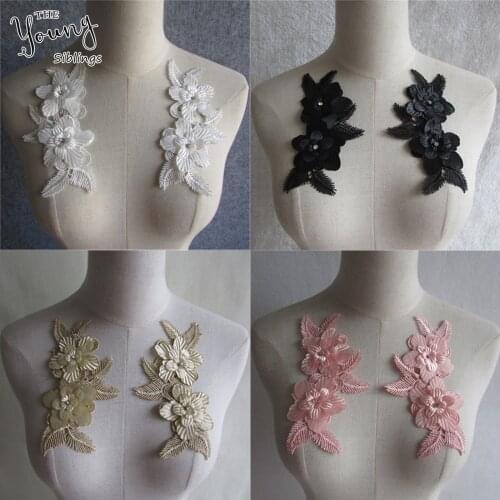 New arrive Lace Collar Embroidery Decorateion DIY Lace Neckline Fabric Sewing Applique Accessories A pair for sale YL574-YL578