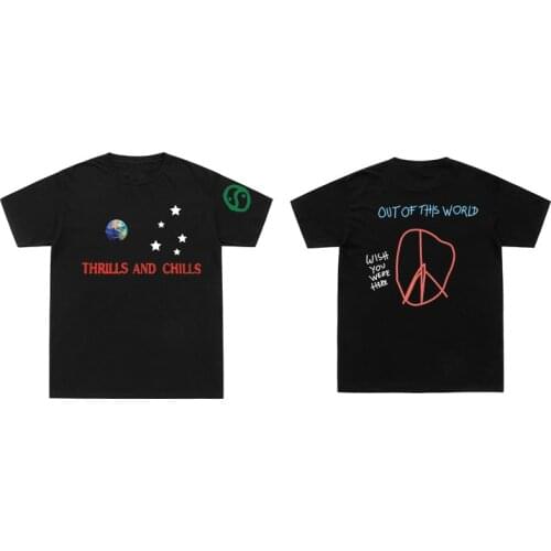 New Arrivals Travis Scott Tshirts Out Of World Letter Print T Shirt Men Women ASTROWORLD T-Shirt Cactus Jack Hip Hop Tee Tops