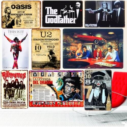 Old Movie Tin Sign Plate Music Film Posters Retro Metal Sign Man Cave Cinema Wall Iron Art Sign Bar Cafe Wall Decoration Plaque