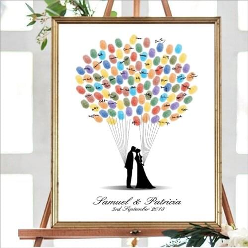Personalized Wedding Decor Guest Book Canvas Art Prints and Poster , Fingerprint Guestbook Custom Wedding Gift for Couple
