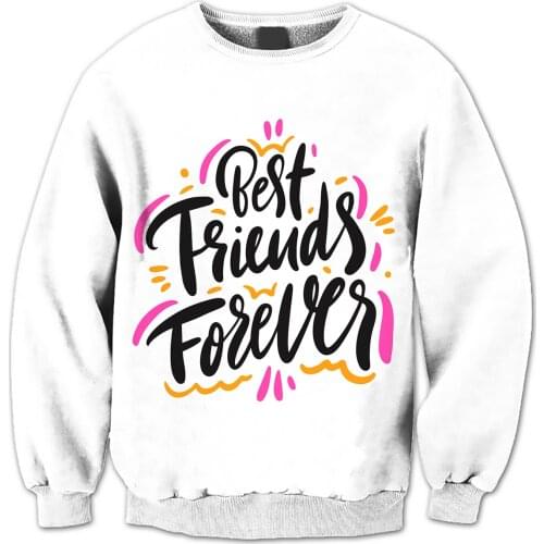 REAL American US SIZE Bestfriends Forever - Best Buds Sublimation Print Plus Size Crew Neck Sweatshirt