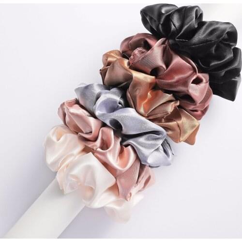 6pcs/lot Fashion Women Girls Silky Satin Hair Scrunchies Solid Stretch Elastic Hair Tie Simple Elegant Rubber Band Ponytail Tie