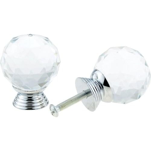 10PCS 30mm Crystal Ball Design Crystal Glass Knobs Cupboard Drawer Pull Kitchen Cabinet Wardrobe Handles Hardware