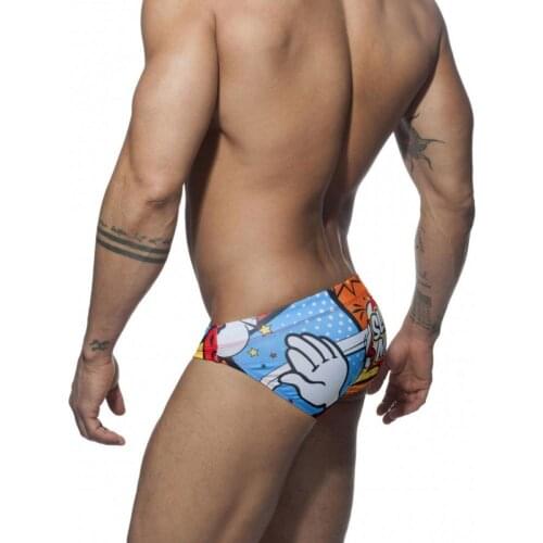 Sexy Mens Swimwear Nylon Quick Dry Cartoon Swimming Briefs Gay Low Waist Swimsuits Fashion Pouch Beach Pool Spa Bathing Panties