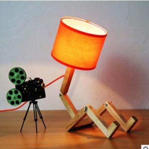 Nordic Simply Wooden Living Room Table Lamp Art Creatuve Designer Light Bedroom Bar Light With Led Bulbs Free Shipping