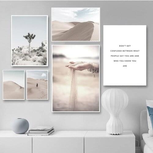 Modern Nordic Beach Desert Landscape Poster Coconut Road Wall Picture Art Oil Painting Home Decor Design Print Bedroom Showroom