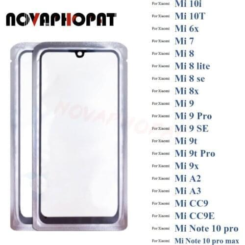 Black Digitizer LCD Sensor Glass For Xiaomi Mi 10i 10T 6x 7 8 lite SE 8x 9 SE Pro Touch Screen Glass lens Panel + With OCA Film