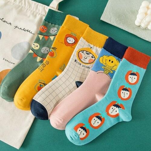 Street Funny Personality Fashion Cotton Socks Four Seasons Cute Girls Anime Cartoon Character Socks High Tube Tide Socks