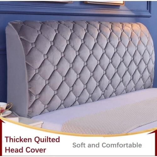 All-inclusive Super Soft Smooth Quilted Head Cover Solid Color Bed Back Dust Protector Cover Thicken Velvet Headboard Cover
