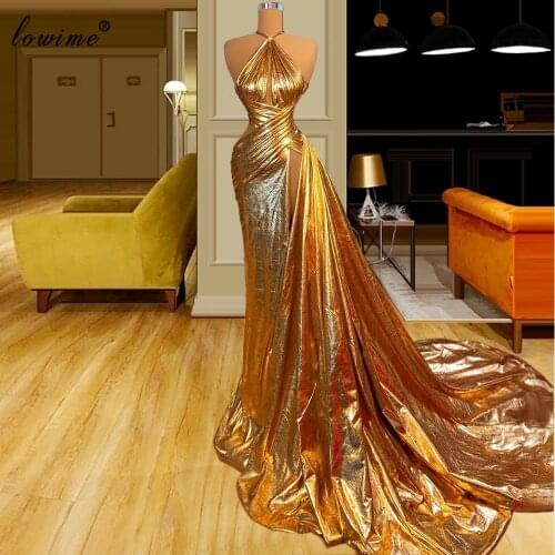 Vintage Champagne Prom Dresses 2021 Long Mermaid Sleeveless Evening Dresses Haute Couture Arabic Celebrity Dresses Party Abiye