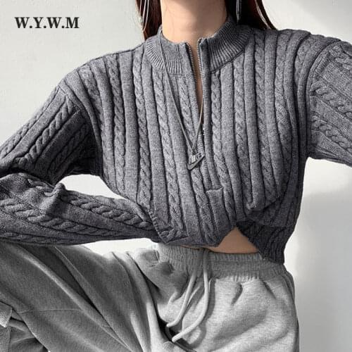 WYWM Zipper Winter Knitted Sweaters Women Cashmere Soft Solid Long Sleeve Female Pullovers 2021 Korean Streetwear Thin Jumper