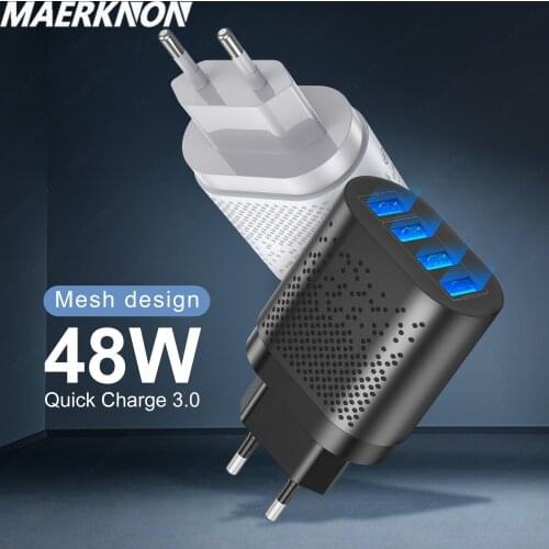 4 USB Charger Quick Charge 3.0 For iphone 12 11 pro max Samsung Xiaomi redmi Charger adapter For Smartphones Fast phone Charging