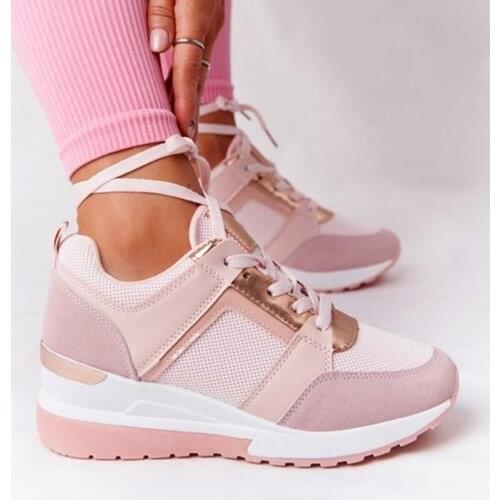 New Womens Vulcanized Shoes 2021 Fashion Patchwork Lace-Up Wedge Chunky Sneakers for Women Outdoor Casual Ladies Sport Shoes