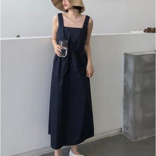 2021 Summer Womens Sling Dress Solid Color High Waist Design Lovely Sweet dress