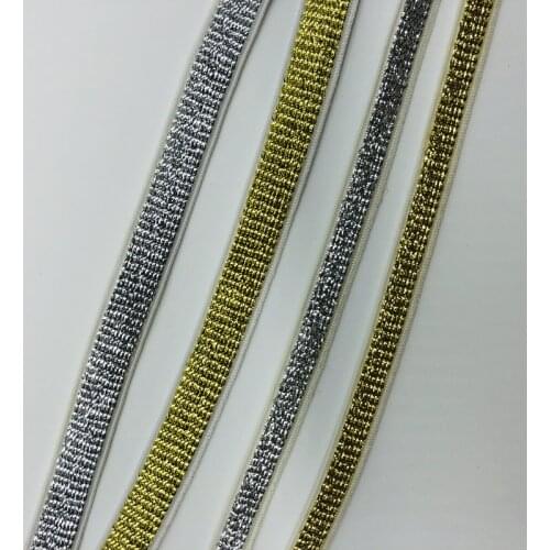 10yards/lot Golden Elastic Band Thin Trousers Belt Clothing Accessories DIY Rubber Band With Silver Rubber Band Elastic Band