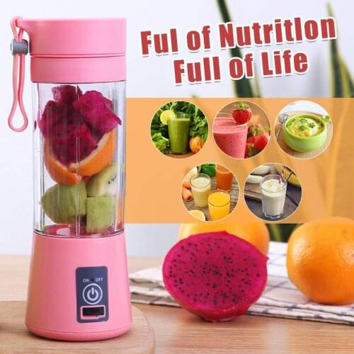 380ml 4/6 Blades Portable electric fruit juicer USB rechargeable mini juicer multi-function fruit and vegetable machine Juicing