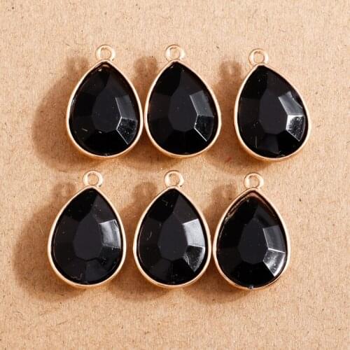 8pcs 15*23mm Black Crystal Water Drop Shape Charms Pendants for Necklace Earrings Bracelets DIY Handmade Jewelry Making Crafts