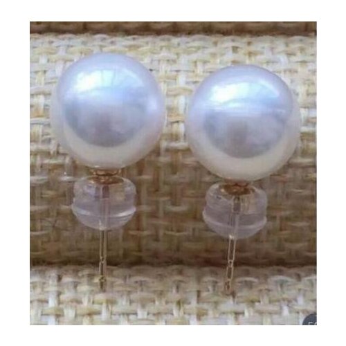 Free shipping luxury Noble jewelry stunning charming air of pAAA 8.5-9MM Akoya white round pearl earring