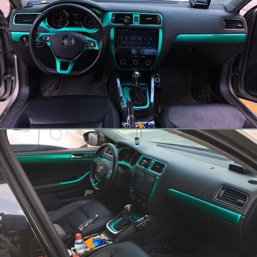 For Volkswagen Jetta 2015-2018 Interior Central Control Panel Door Handle 5D Carbon Fiber Stickers Decals Car styling Accessorie