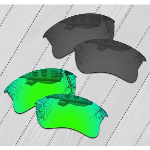E.O.S 2 Pairs Black & Emerald Green Polarized Replacement Lenses for Oakley Half Jacket 2.0 XL Sunglasses