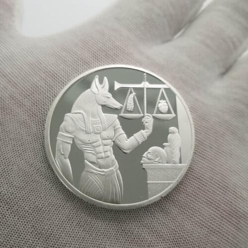 Egypt Death Protector Anubis Silver Coin Copy Egyptian God Of Death Commemorative Coins Steel Craft Dia 40MM