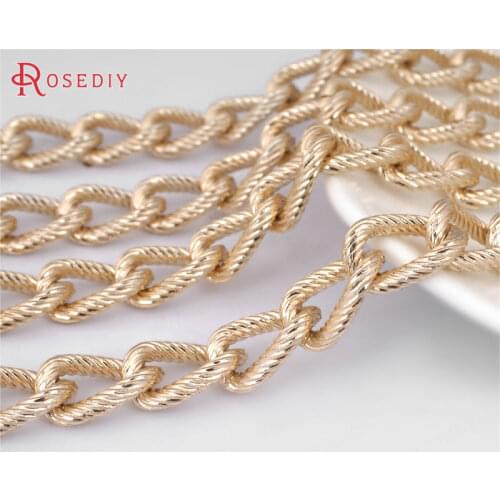 F591)2 meters 15*10mm Oxidation Champagne Gold Twisted Extended Aluminum Chain Diy Jewelry Findings Accessories Wholesale