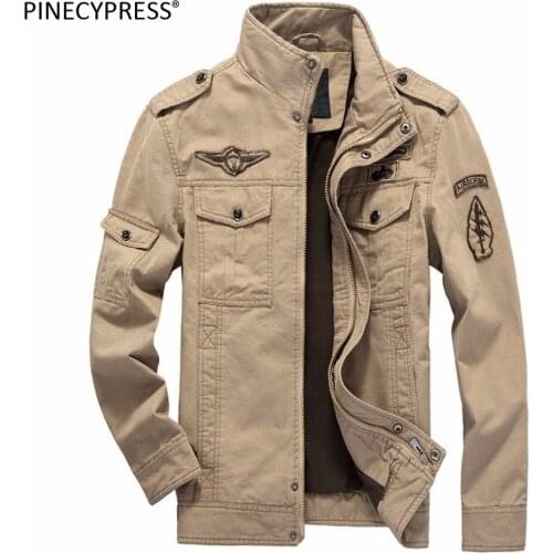 Cotton Man Flight Jacket M To 6XL Asian Size Ziper Fashon Soldier Air Force Pilot Bomber Aviator Military Khaki Men Jackets