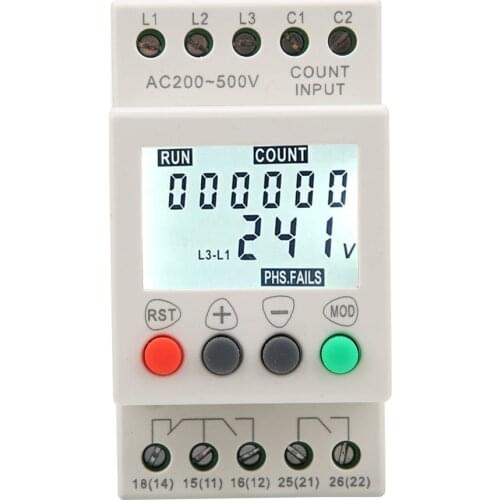 JVR800-2 Under Over Voltage Protector 3 Phase Voltage Monitoring Sequence Protection Relay Electrical Equipment Supplies