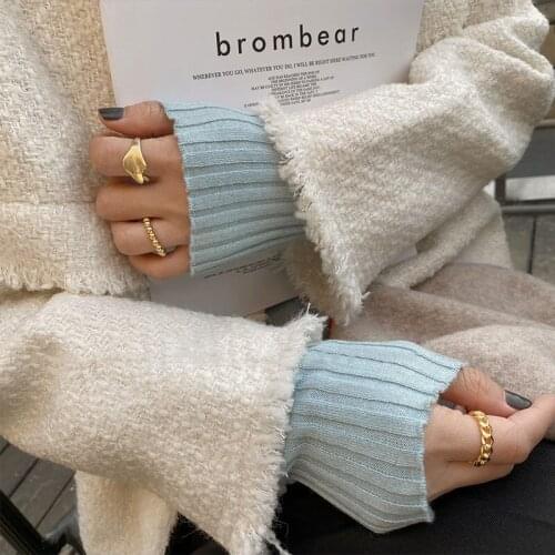 Gold Color Round Ball Irregular Geometric Ring for Women Ladies Open Vintage Jewelry Accessory