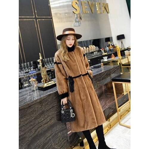 Jacket Winter Long Natural Real Mink Fur Coat Female Clothes Luxury Coats and Jackets Women 2020 840 KJ4887