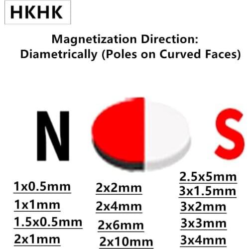 Hall magnetic NdFeB Magnet 1x0.5 1x1 1.5x0.5 2x1 2x2 2x4 2x6 2x10 2.5x5 3x1.5 3x2 3x3 3x4 mm Diametrically Magnetized N45H