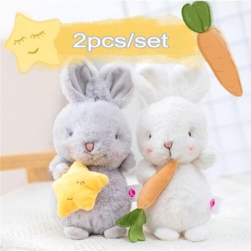 Cute Fluffy Bunny 2Pcs/set Plush Stuffed Soft baby Appease Toy Long Plush Hug Star Carrot Rabbit Doll toys Newborn Gift