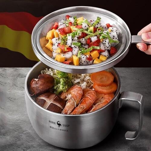 Stainless Steel Instant Noodle Bowl With Lid Office Lunch Box Instant Noodle Bowl 304 Soup Bowl Large Rice Bowl School Lunch Box
