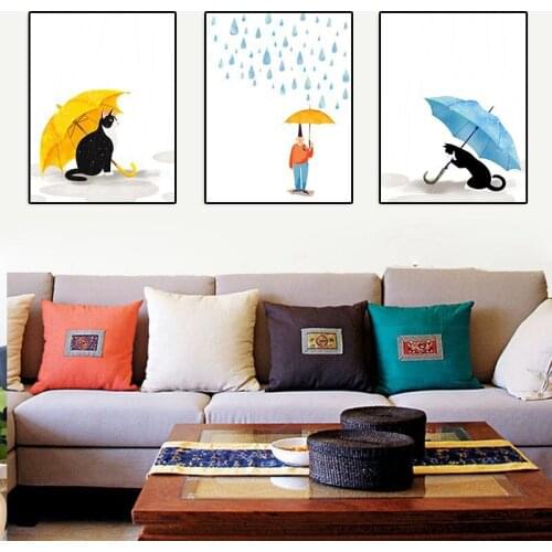 Cartoon Girls Room Decor Cat Poster and Print Wall Art Canvas Painting Nordic Style Nursery Picture for Living Room Home Decor