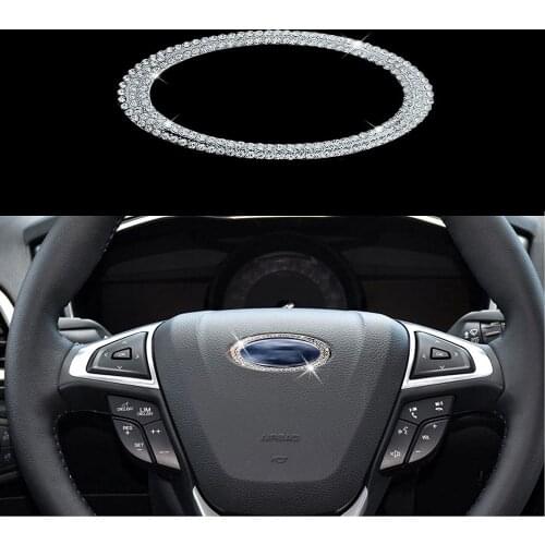 Crystal Diamond Steering Wheel Bling Emblem Sticker for ford Fusion Escape Edge Focus Bronco Transit Fiesta Explorer 2012-2021