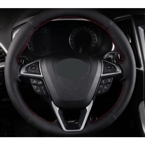 DIY Black Faux Leather Non-slip And Breathable Car Steering Wheel Cover For Ford Fusion Mondeo 2013 2014 EDGE 2015 2016