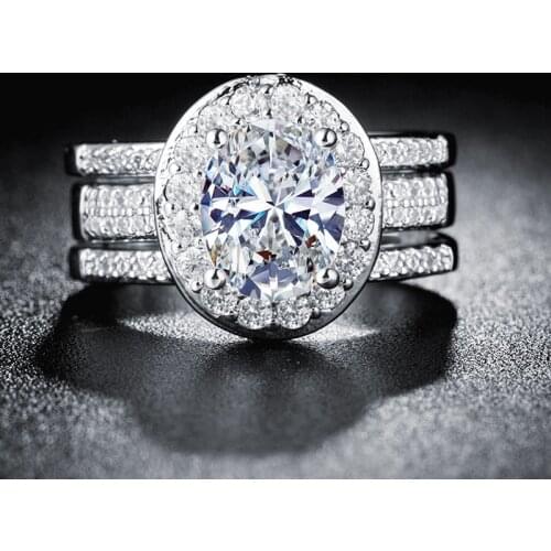 2021 new luxury round 925 sterling silver wedding ring set africa for women lady anniversary gift jewelry dropshipping R5393