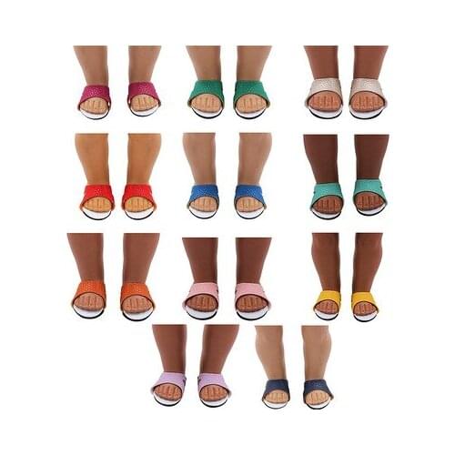 2021 New Pattern Solid Color Slippers Fit 43Cm Baby New Born Reborn Doll &18 Inch American Our Generation Girl`s Toy