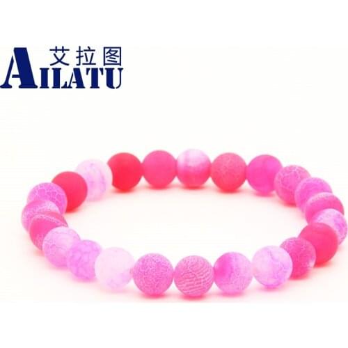 Transfer Luck Mix Colors 8mm Blue, Red, Green Weathering Dragon Veins Agate Stone Energy Elastic Onyx Bracelet