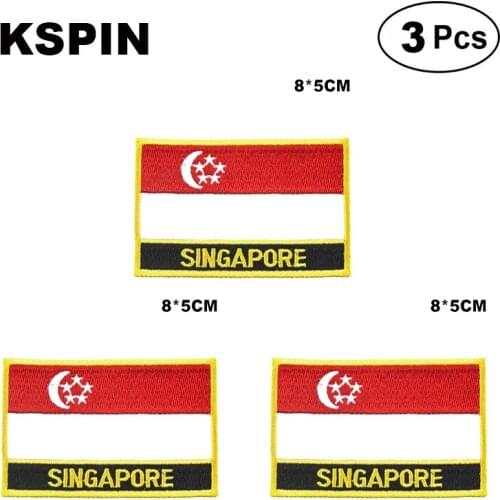 Singapore Rectangular Shape Flag patches embroidered flag patches national flag patches for clothing DIY Decoration