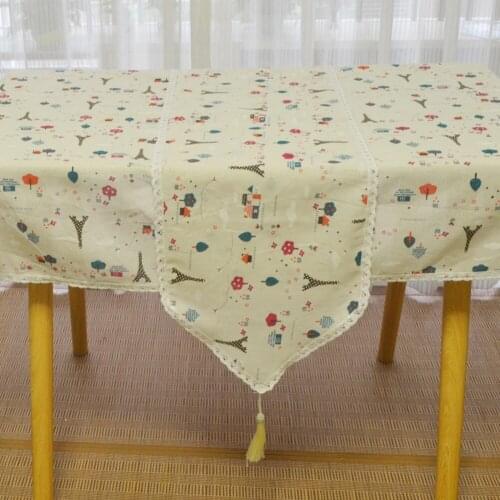 Linen Cotton Tassel Table Runner Printed Modern City Table Runners Home Table covers Wedding Christmas Party Tablecloth Decors
